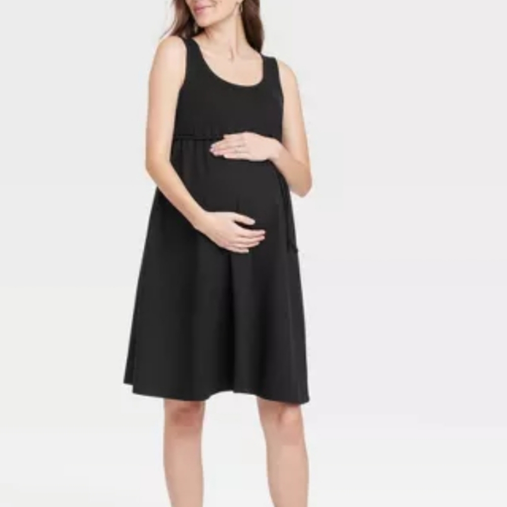 Black Stretch Knit Maternity Tank Dress Isabel Target Size Large EUC